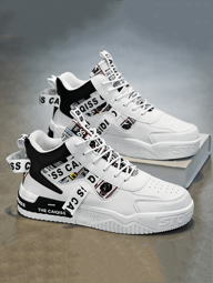 Men Fashionable Skateboard Shoes, Comfortable Non-Slip Casual Lace-Up Sneakers, Suitable For Men Outdoor Activities, Unisex Design