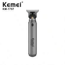 Kemei USB 充电电推剪无绳理发器 KM-1757 专业理发器带 USB 充电器和限位梳，小巧方便使用，电池耐用 - 銀色 - 查看 7