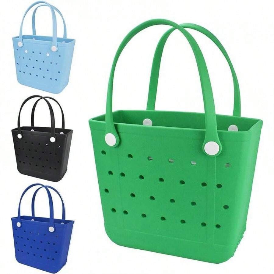 Beach Bag Rubber Tote Bag, Travel Tote Bag Waterproof Sandproof For Boat Pool Camping, Travel Camping Beach Handbag - 果綠 - 查看 1