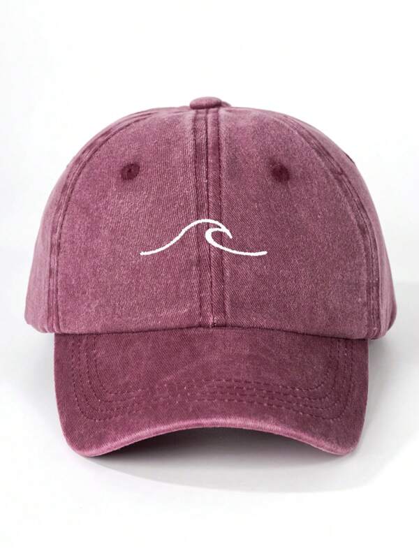Damen Baseballcap mit unifarbener Wellen-Stickerei und ausgewaschener, abgenutzter Optik. Unisex Vintage Dad Hat für einen lässigen Hip-Hop-Look (Hinweis: Weiche Kappe mit verstellbarem Riemen. Es kann ein leichter Geruch aufgrund des Waschvorgangs auftreten, der sich nach 1-2 Tagen Belüftung wieder verflüchtigt. Es kann geringfügige Farbabweichungen zum tatsächlichen Produkt geben)