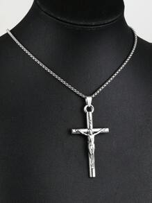 1 Stück Halskette mit Kreuz Göttin Anhänger im europäisch-amerikanischen Hip Hop Stil, rostfreie Stahlkette für Pullover, Familien/Feiertags/Geburtstags Geschenk, Unisex Schmuck