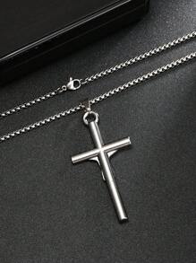 1 Stück Halskette mit Kreuz Göttin Anhänger im europäisch-amerikanischen Hip Hop Stil, rostfreie Stahlkette für Pullover, Familien/Feiertags/Geburtstags Geschenk, Unisex Schmuck