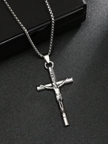 1 Stück Halskette mit Kreuz Göttin Anhänger im europäisch-amerikanischen Hip Hop Stil, rostfreie Stahlkette für Pullover, Familien/Feiertags/Geburtstags Geschenk, Unisex Schmuck