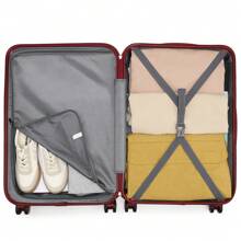 20 Inch Lightweight ABS Fashion Cabin Suitcase Carry-On Hand Luggage With TSA Lock YKK Zipper 4 Double Wheels Trolley Travel Case Ideal For Business Trips Travel Vacations Men And Women - Burgundy - View 11