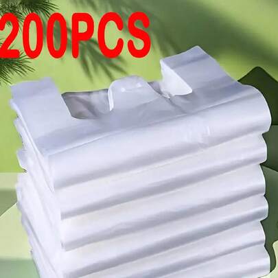 50/100/150/200 件带手柄的重型透明塑料袋 - 防水防污，适用于杂货店、购物中心、便利店和超市