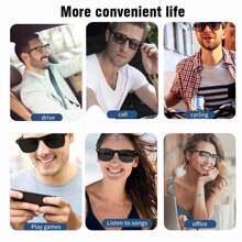 SENBONO New Intelligent Glasses, Sunglasses With Music/Call/Remote Camera Control/Blue Light Blocking Function, Suitable For Prescription Lenses, 168 Hours Long Standby Time, Unisex Fashionable Multi-Functional Sunglasses - 無色 - 查看 8