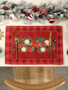 圣诞餐垫，圣诞花星冬季亚麻餐垫 1/4 件套，12x18 英寸季节性圣诞节节日桌垫，适用于派对厨房餐厅装饰，圣诞装饰家居装饰 2024 新年快乐 2025 礼物 - 五角星 - 查看 3