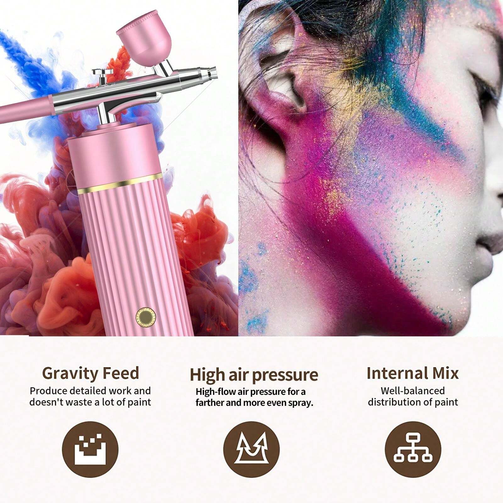 Spray Gun Kit With Compressor, Portable Automatic Handheld Gun, 0.35mm