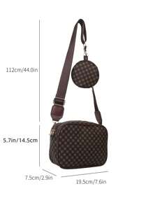 Mini Square Bag Geometric Pattern With Coin Purse PU For Daily Life