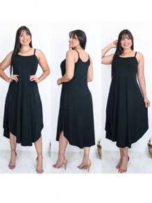 MIDI DRESS WITH STRAP - màu đen - Xem 1