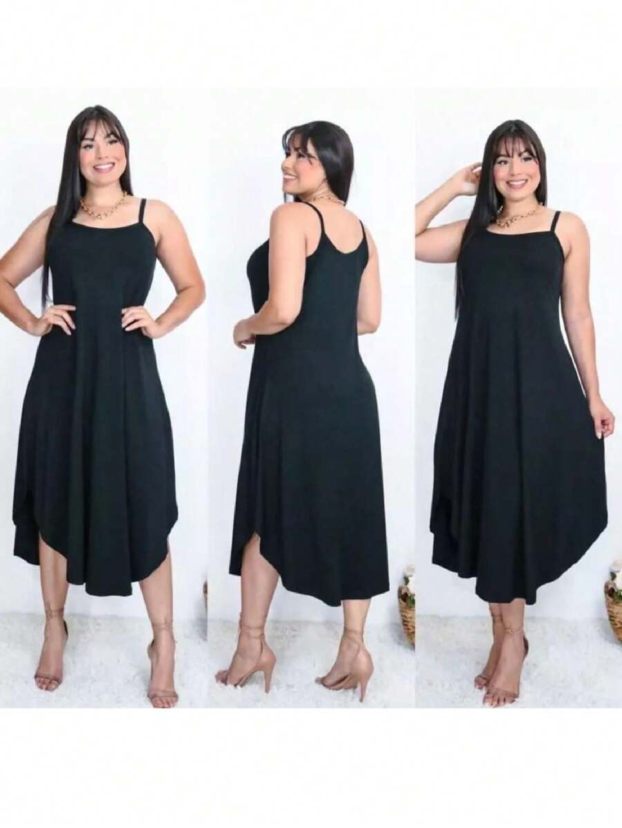 MIDI DRESS WITH STRAP - màu đen - Xem 1