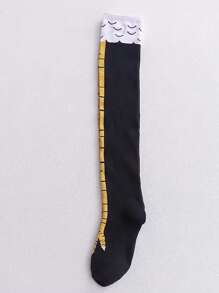 1pair Women's Chicken Feet Design Over-The-Knee Socks, Y2k, Cozy - Multicolor - View 4