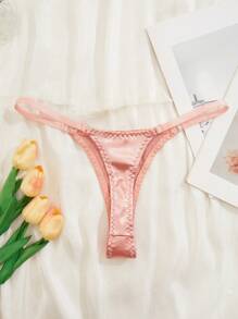 4 piezas/Paquete Bragas tipo tanga de encaje multicolor sexy para mujer - Multicolor - Ver 5