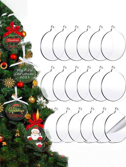 10 قطعة زخرفة دائرية شفافة من البلاستيك الأكريليك قطرها 75 مم، مناسبة لأعمال DIY لعيد الميلاد وعيد الهالوين، تزيين شجرة عيد الميلاد