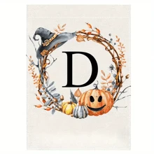 个性化首字母亚麻花园旗帜 - 双面、防风雨、粗麻布外观 - 无需电力的多功能户外装饰 - 可机洗，万圣节主题 - 1 件 - 彩色 - 查看 26