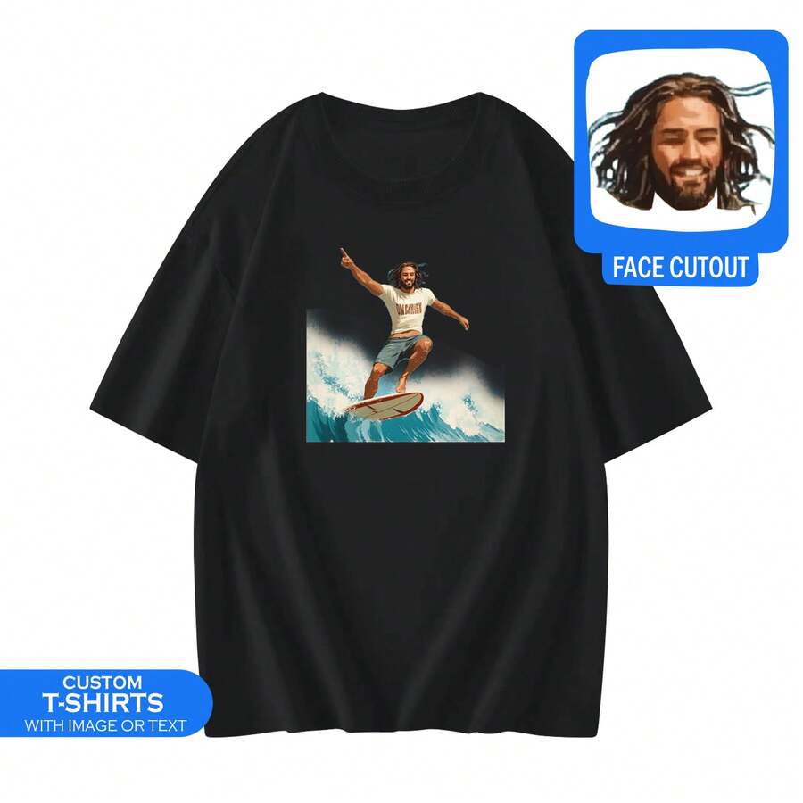 Customized DIY Boyfriend Style Men T Shirts Add Your Text Image LOGO Photo Design Your Own Printing Personalized T-Shirts Family, Coupon, Event - Black - View 1