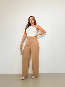 WOMEN'S MO FASHION - XX063, WOMEN'S TAILORED PANTS, HIGH WAIST, PANTALON, ELEGANT, CASUAL, EVERY DAY TO DAY, WORK, SUPER STYLISH. - 棕色 - 查看 4