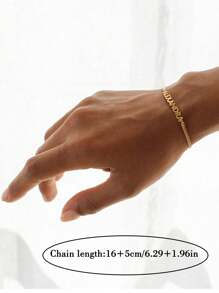 1pc Personalized Customized Bracelet,Custom Name Bracelet As A Gift Stainless Steel Nk Bracelet,Personalize Name Gold Color Wrist Chain Women Bracelet Perfect Birthday Gifts For Mom Girlfriend,Halloween Decoration, Halloween, Christmas Gifts, Utilitarian Chic, Delicate Romance, Look Glamour