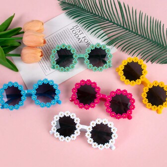 6pcs/Set Round Daisy Flower Glasses Flower Shaped Cute Glasses Outdoor Beach Eyewear Wedding Party Decorations Summer Pool Party Supplies, Christmas