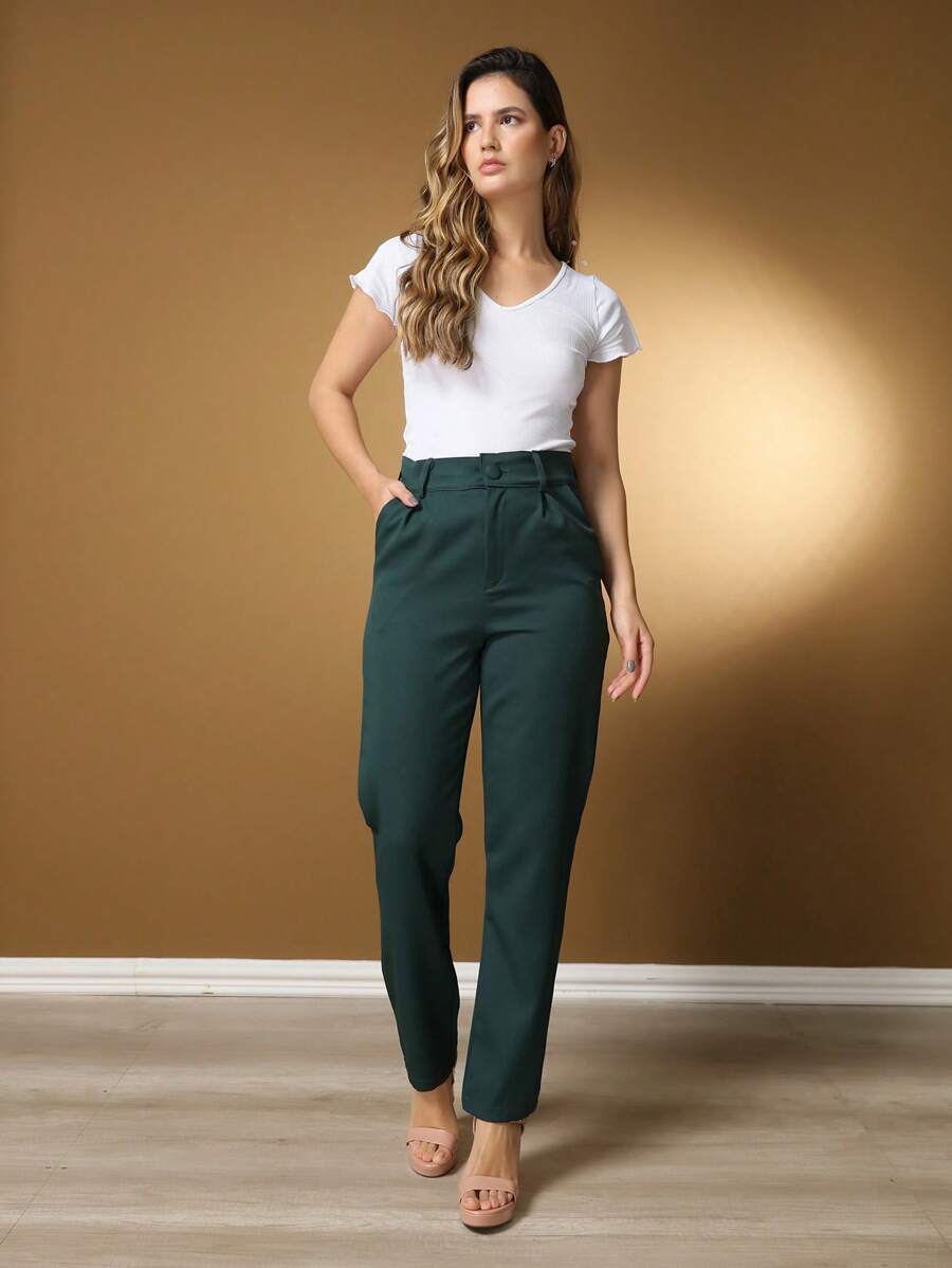 Women's Pants/Tailor Pants/Basic Pants/Elegant Pants/Skinny Pants/Blogger Pants/Fashion Pants - Dark Green - View 1