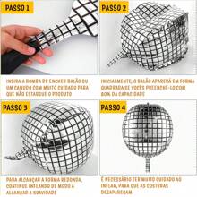 THINGS ALREADY Kit 04 Balão Bexiga Discoteca Globo 4D Metalizado - 56 Cm Festa - Prata - Visão 3