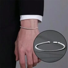 1 件男士简约时尚嘻哈风格不锈钢狐尾手链，时尚配饰，适合日常通勤、返校、万圣节配饰、朋克街头服饰配饰、牛仔裤配饰 - 樣式1 - 查看 1