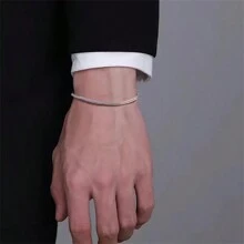 1 件男士简约时尚嘻哈风格不锈钢狐尾手链，时尚配饰，适合日常通勤、返校、万圣节配饰、朋克街头服饰配饰、牛仔裤配饰 - 樣式1 - 查看 4