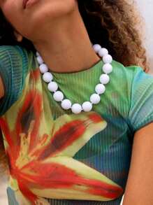 imoli 1件装时尚亚克力多巴胺彩色串珠几何圆形项链，女士派对礼物，情人节饰品（手链尺寸可定制，珠子数量不定） - 彩色 - 查看 14