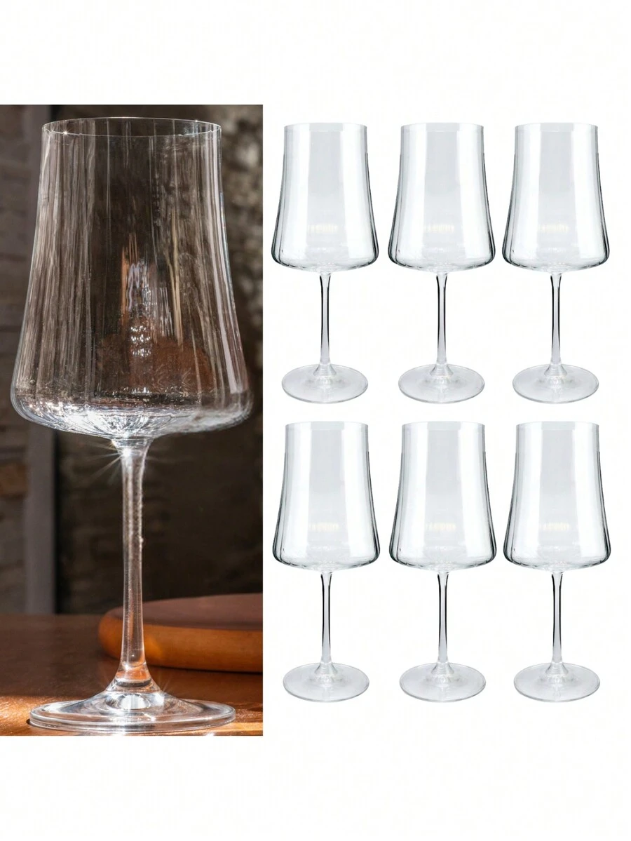Jogo 6 tacas vinho Xtra Optic cristal 460ml Canelado - Branco - Visão 1