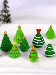 5pcs Christmas Tree Mini Landscape Decoration, Cute Resin Crafts For Home Decoration Best Gifts Birthday Christmas Decorations Room Decor Winter Christmas Decorations Home Christmas Gifts Christmas Decor - Green - View 2