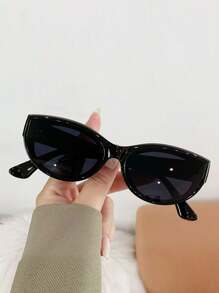 1 件女士时尚三角形猫眼时尚眼镜框，Y2K 风格，适合夏季海滩度假、户外、旅行的日常服装配饰，适合返校 - 黑色 - 查看 8