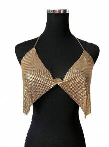 1pc Sexy Glitter Bra Body Chain For Women Parties - Gold - View 8