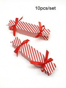 50 حبة صندوق حلوى مع 50 شريط، لصناديق هدايا عيد الميلاد، حلوى DIY، شوكولاتة، بسكويت، صناديق هدايا زخرفية، مناسبة لعيد الميلاد، حفلات الزفاف، علب تعبئة ورقية إبداعية، عيد الميلاد