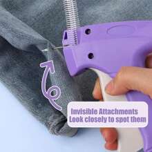 1 Set Portable Sewing Machine Accessories, Quilting Gun, Mini Sewing Gun, Micro Sewing Edging Gun, Clothing Micro Label Sewing Tool (1 Label Gun + 6 Needles + 500 White And 500 Black Glue Pins) - Blue - View 3