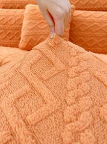 1 件橙色毛绒弹力沙发套，现代简约防滑沙发座垫套，适用于宠物，4 季可拆卸和机洗，适合 1/2/3/4 座沙发，用于客厅装饰 - 橘色 - 查看 7