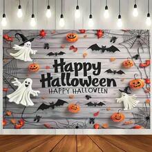 Halloween Party Background - Spider, Ghost, And Pumpkin Design | Multi Functional Polyester Banner For Indoor/Outdoor Decoration And Photo Props,Christmas - Multicolor - View 4
