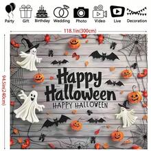 Halloween Party Background - Spider, Ghost, And Pumpkin Design | Multi Functional Polyester Banner For Indoor/Outdoor Decoration And Photo Props,Christmas - Multicolor - View 2