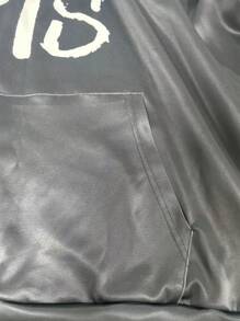 Men Plus Size Black IT IS WHAT IT IS Text 3D Printed Fashion Casual Hoodie Autumn Winter, Long Sleeve Top - Black - View 5