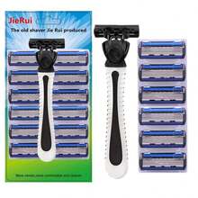 1 件装 12 刀片不锈钢 6 层手动剃须刀刀片 男士 - 彩色 - 查看 1