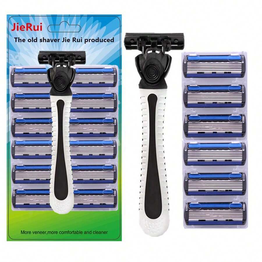 1 件装 12 刀片不锈钢 6 层手动剃须刀刀片 男士 - 彩色 - 查看 1