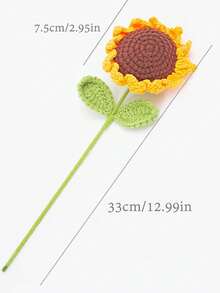 Ramo artesanal tejido de girasoles, creativa flor artificial de ganchillo, decoración de girasoles hecha a mano para el Día del Maestro, Día de la Madre, cumpleaños o regalo de bodas - Multicolor - Ver 3