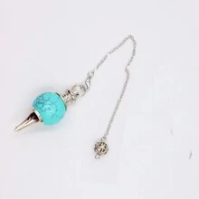 1 pieza Cuarzo rosa natural Colgante péndulo Adivinación Cuentas redondas Piedra cristal Cono Pendientes Joyería - Colgante giroscópico - Ver 18