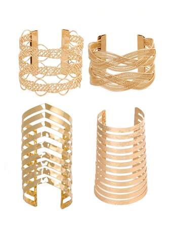 1 件夸张十字编织开口袖口手链，可调节合金网状宽臂带