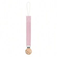 1pc Baby Crinkle Fabric Pacifier Clip And 3-Hole Wooden Pacifier Clip, Fashionable Print Design Suitable For Everyday Use