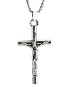 1 Stück Halskette mit Kreuz Göttin Anhänger im europäisch-amerikanischen Hip Hop Stil, rostfreie Stahlkette für Pullover, Familien/Feiertags/Geburtstags Geschenk, Unisex Schmuck
