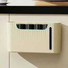 1pc Kitchen Garbage Bag Wall-Mounted Plastic Bag Storage Box & Holder - White - View 8