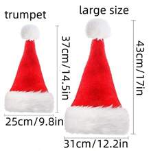 1 件套圣诞老人帽，圣诞节，红色天鹅绒圣诞老人帽，适合圣诞派对、礼物、新年假期派对用品，圣诞帽：成人圣诞帽 - 女士和我的圣诞帽