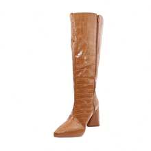 Croco Women's Boot With Thick Heel Geometric 7.5cm Thin Toe Luxury Comfortable Non-Slip - Unta - View 2