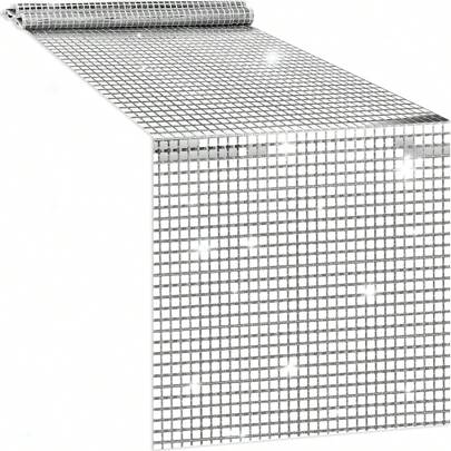 1pc Silver Glitter Shiny Sequin 12"X108" Disco Table Cloth, 70s 80s Theme Party Birthday Dance Decor Wedding (Multi-Color Available),Christmas