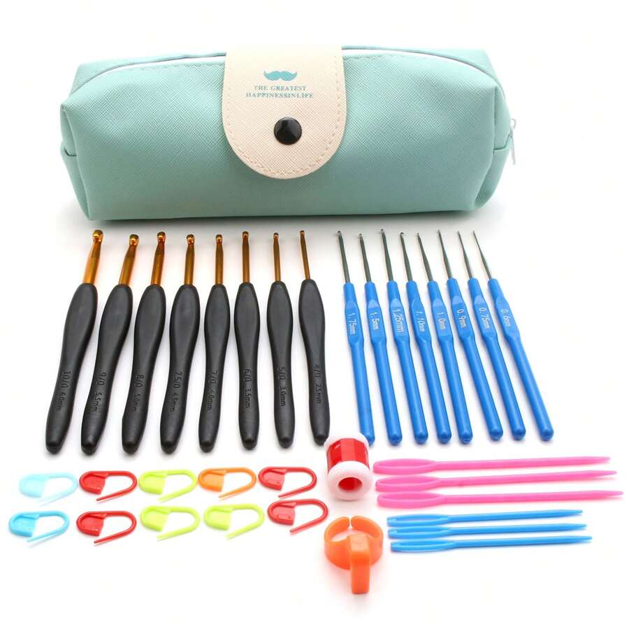 34 件套钩针套装 DIY 手工针织工具套件（小配件颜色随机） - 彩色 - 查看 1